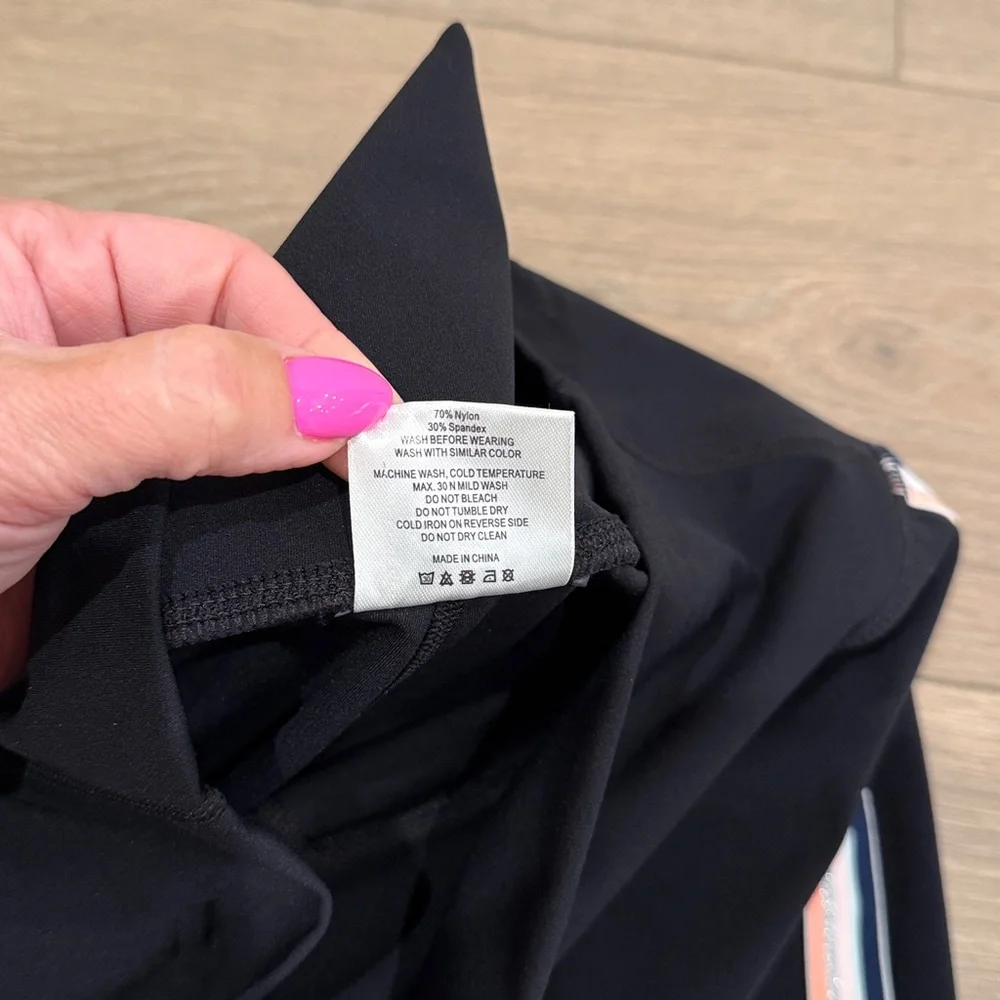 ZYIA ACTIVE‎ Pink Rainbow Black Luxe Hi-Rise 7/8 Workout Yoga Legging Size 8-10